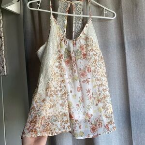 Floral Lace Trim Women's Top